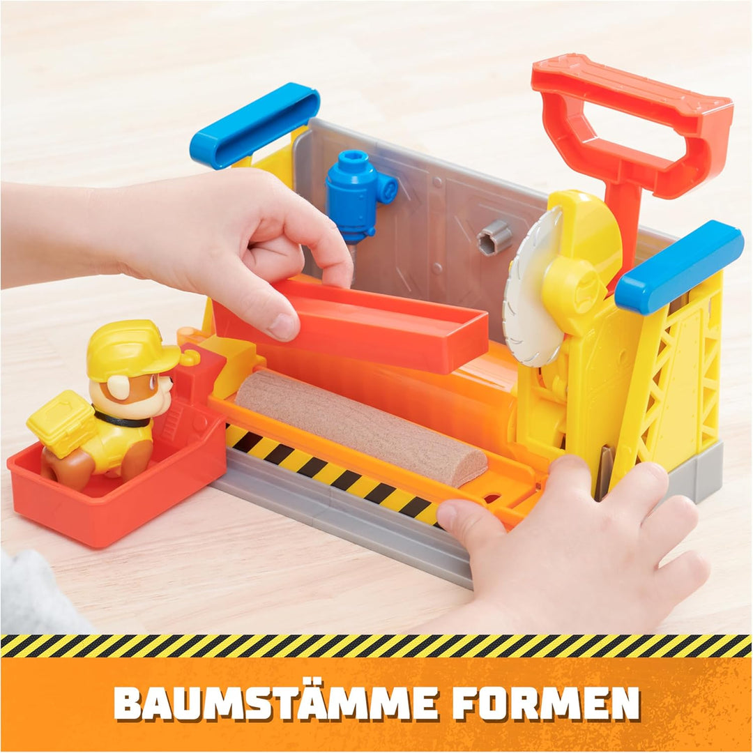 Rubble & Crew - Werkstatt Spielset mit 2 Werkzeug-Aufsätzen, 1 Rubble Hundefigur, 85g Kinetic Sand B
