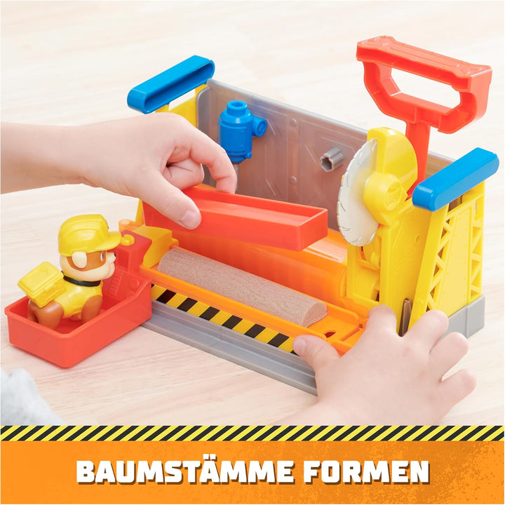 Rubble & Crew - Werkstatt Spielset mit 2 Werkzeug-Aufsätzen, 1 Rubble Hundefigur, 85g Kinetic Sand B