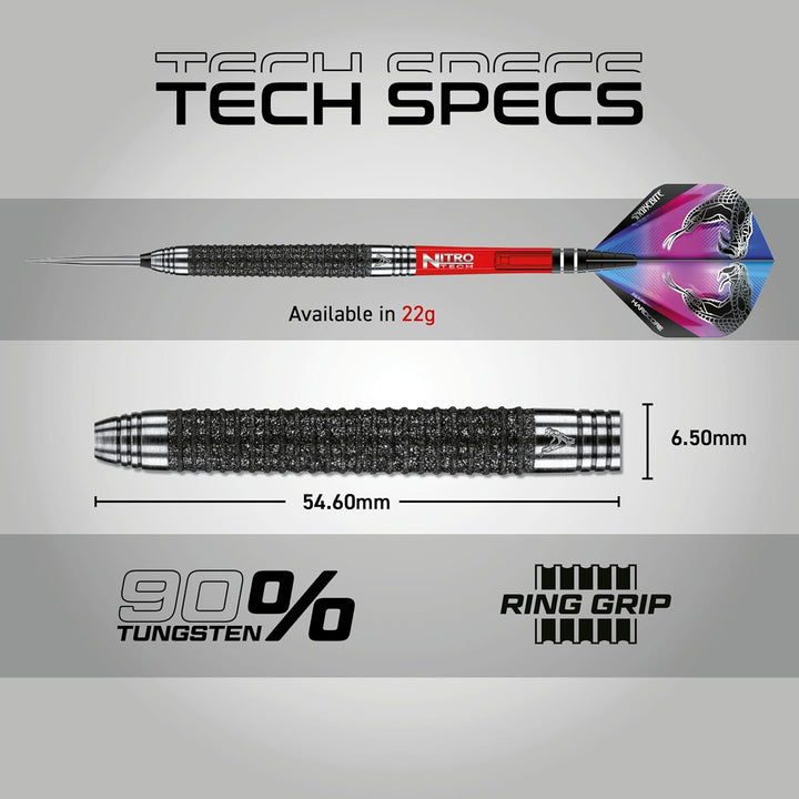 RED DRAGON Peter Wright Snakebite Melbourne Masters Edition 22g Tungsten Darts mit Flights und Schäf
