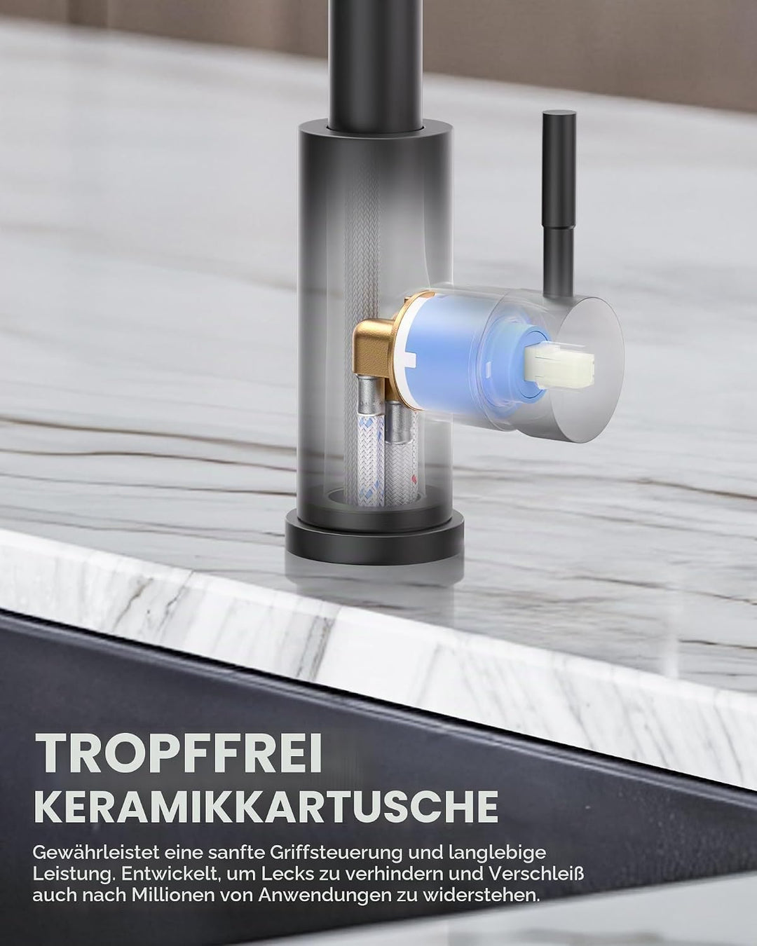 ARCORA Wasserhahn Küche, Hochdruck Küchenarmatur Ausziehbar aus Edelstahl mit M24 Aerator Wasserspar