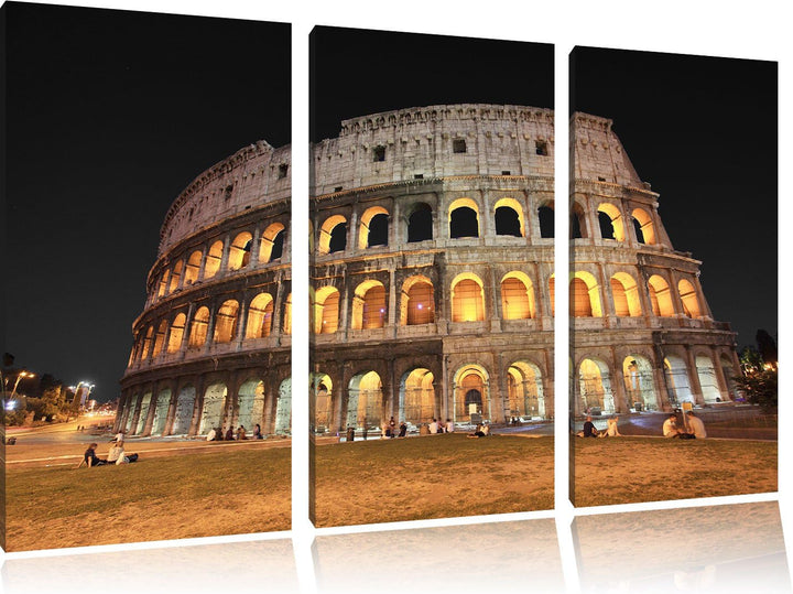 Pixxprint Colosseum in Rom Italien / 3-Teilig/Gesamtmass 120cm Leinwandbild bespannt auf Holzrahmen/