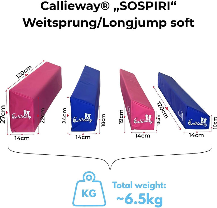 Callieway Agility Soft-Weitsprung - FCI konform (inkl. 4 Ecksteher in orange) blau/himbeer inkl. Eck