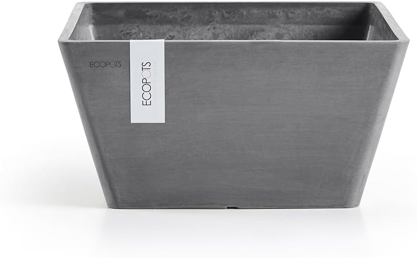ECOPOTS Blumentopf Berlin Grau - 31 x 31 cm quadratisch - Pflanzentopf aus Recycling Kunststoff - Üb