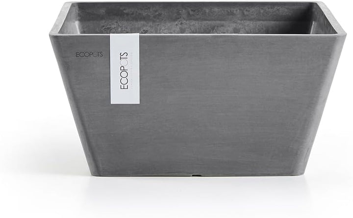 ECOPOTS Blumentopf Berlin Grau - 31 x 31 cm quadratisch - Pflanzentopf aus Recycling Kunststoff - Üb