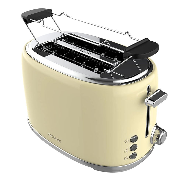 Cecotec Toast&Taste 1000 Retro Double Beige Toaster 2 Scheiben, 980 W, 2 breite Schlitze 3,8 cm und