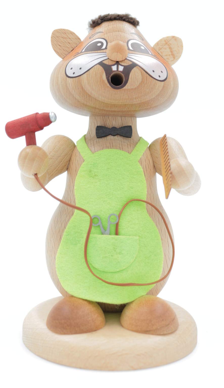 Kuhnert - Erzgebirgische Holzkunst Räuchermann Räucherfigur Hamster 18cm - Friseur, Friseur