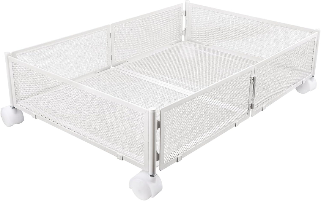 HUOLE Schublade unter dem Bett, zusammenklappbar, aus Metall, Aufbewahrungskorb unter dem Bett, Roll