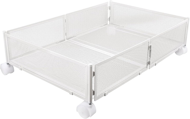 HUOLE Schublade unter dem Bett, zusammenklappbar, aus Metall, Aufbewahrungskorb unter dem Bett, Roll