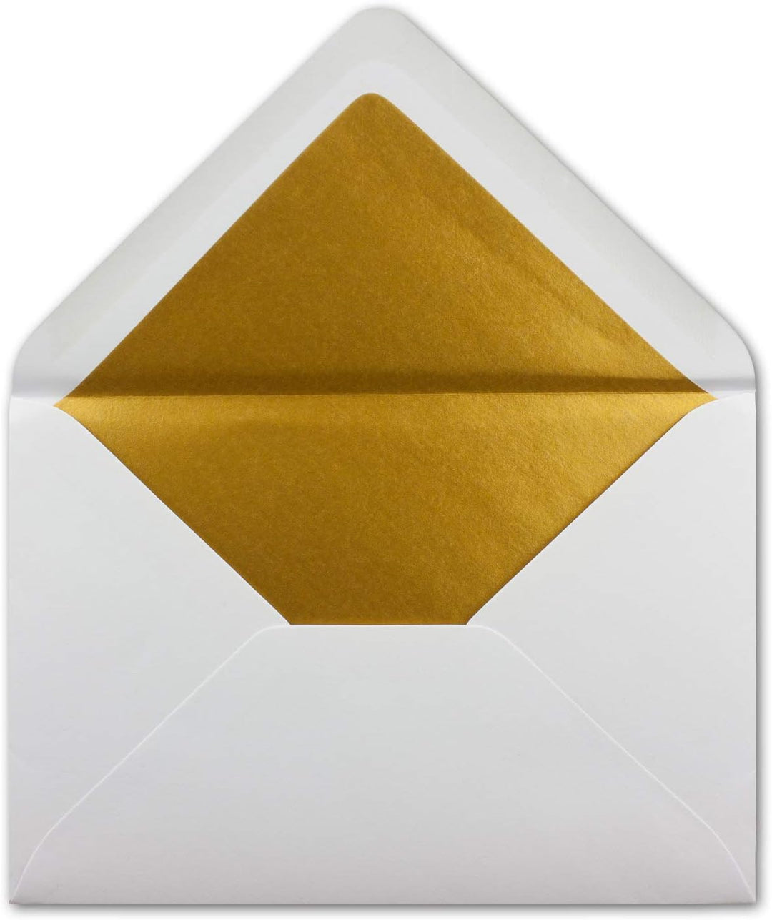 25x Briefumschläge B6 mit Gold Innenfutter - 12,5 x 17,6 cm - Weiss - gefüttert mit metallic Papier
