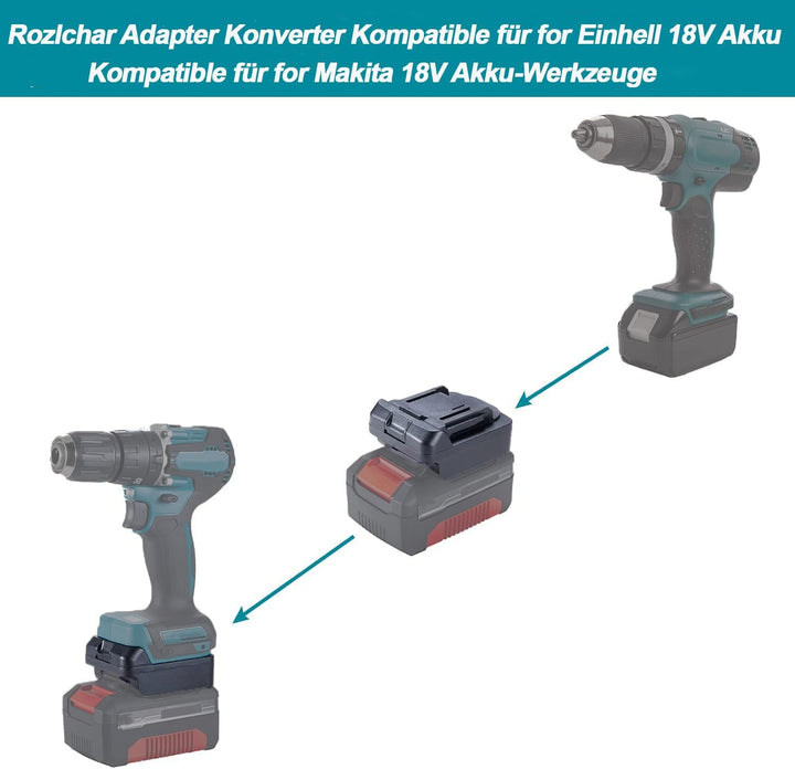 Rozlchar Adapter Konverter Kompatible für for Einhell 18V Li-Ion Akku auf Kompatible für for Makita