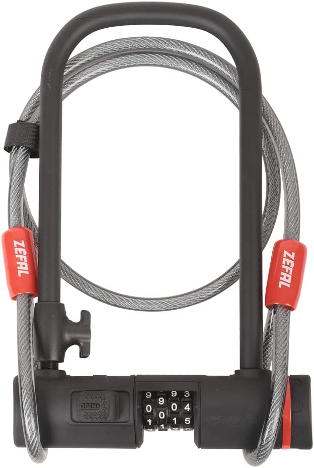 Zéfal Uni K-traz U13 Code + Cable Fahrradschloss, Schwarz Fahrradcodeschloss, Fahrradcodeschloss