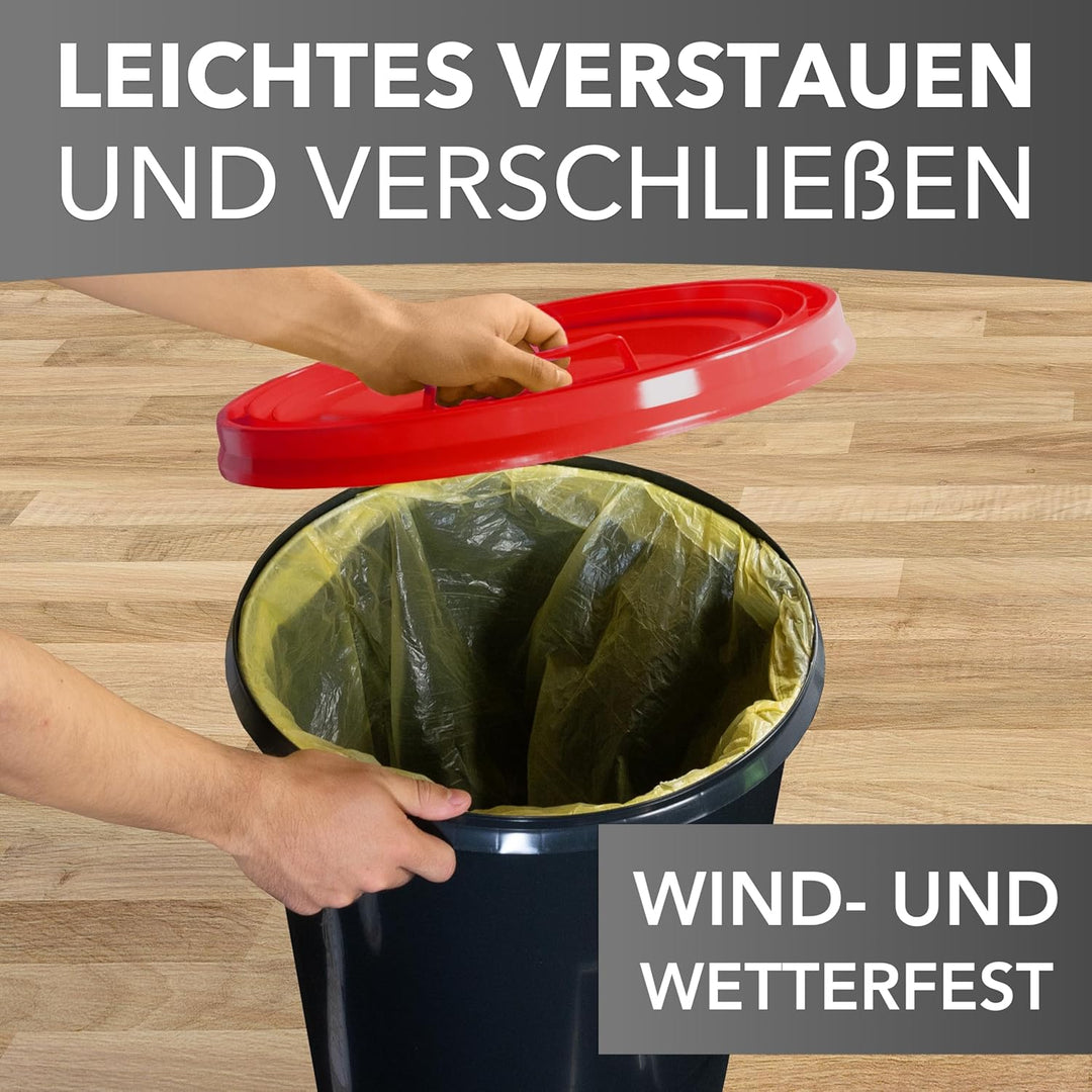 Will-Jeder Mülleimer 60l mit geruchsdichtem Deckel (Rot), Gelber Sack Ständer, Made in Germany, Müll