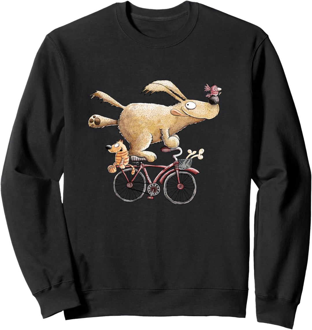 Lustiger Hund Fährt Fahrrad Comic I Rad Fahrer Sweatshirt
