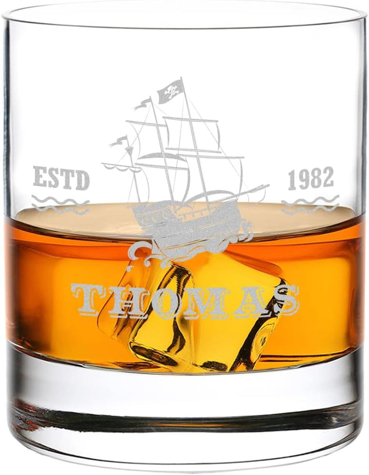 5-TLG Whisky Steine Set personalisiert - 9x Eiswürfel, 1x Holzkiste, 1x Zange, 1x Whiskyglas und 1x