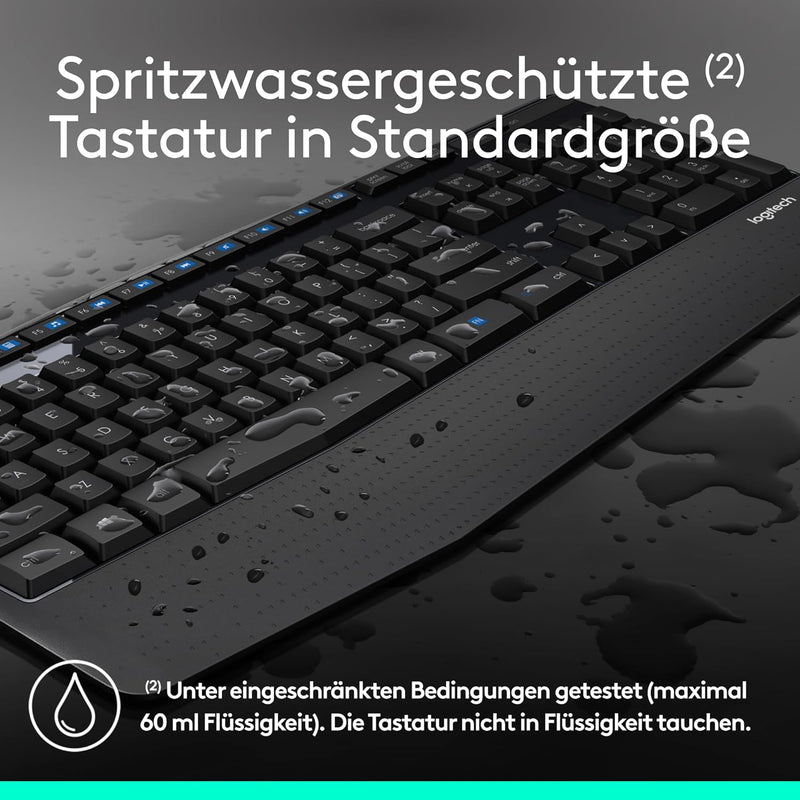 Logitech MK345 Kabelloses Set mit Tastatur in Standardgrösse und komfortabler Maus für Rechtshänder,