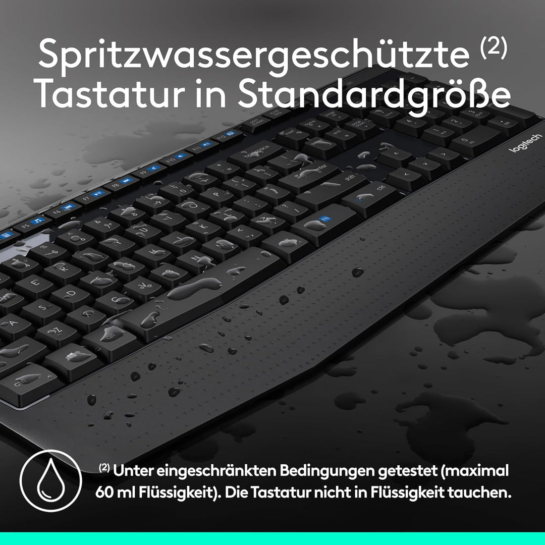 Logitech MK345 Kabelloses Set mit Tastatur in Standardgrösse und komfortabler Maus für Rechtshänder,