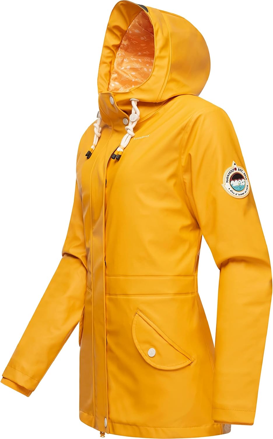 Navahoo Damen Übergangsjacke Regenmantel wasserdicht lang warm gefüttert mit Kapuze Oceans Heart XS-