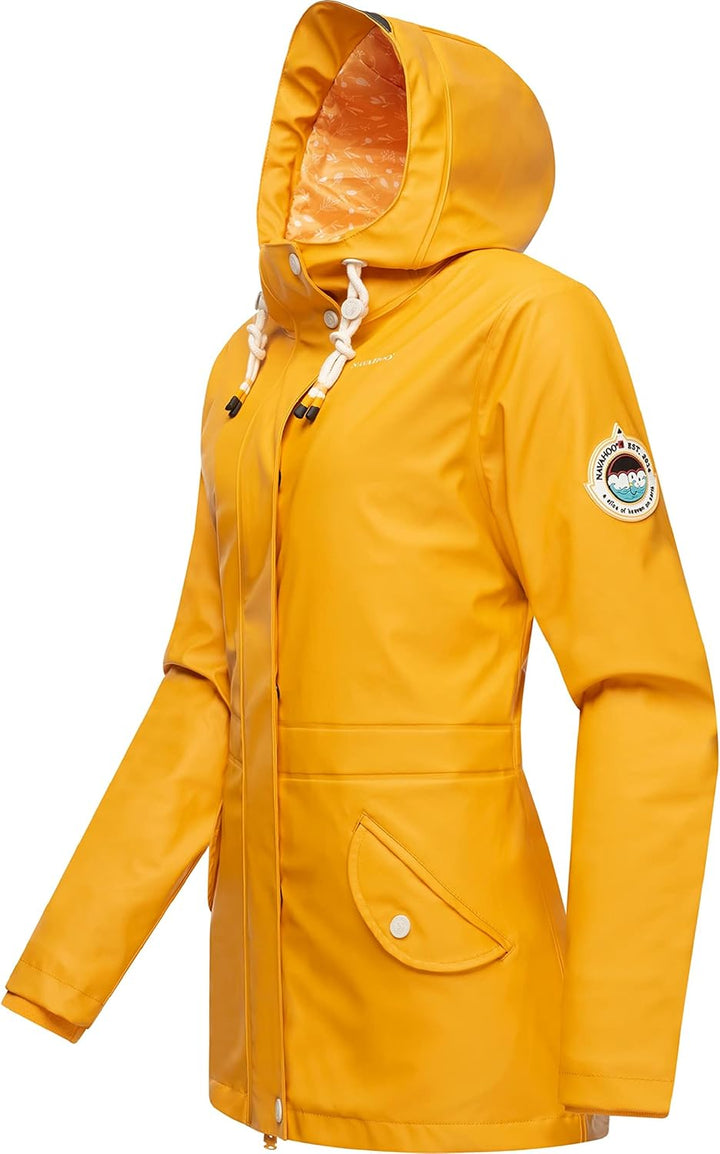 Navahoo Damen Übergangsjacke Regenmantel wasserdicht lang warm gefüttert mit Kapuze Oceans Heart XS-