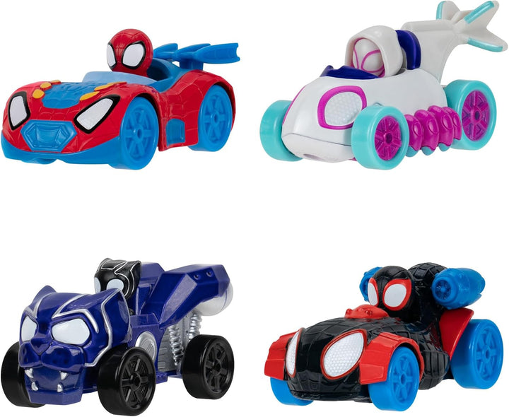 Spidey und seine Super-Freunde SNF0200 - Metall Fahrzeuge 4er-Set, Spielzeug ab 3 Jahren 4er-Pack, 4