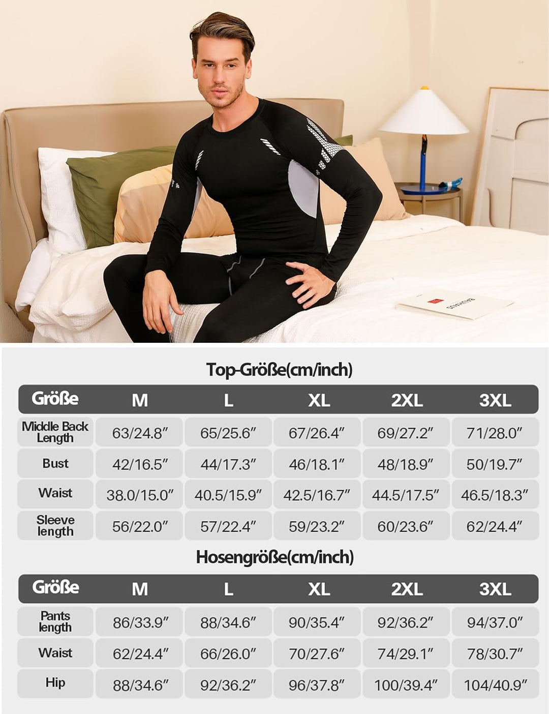 Thermounterwäsche Herren Winter Thermo Unterwäsche Set Fussball Funktionsunterwäsche Innenfleece Ski