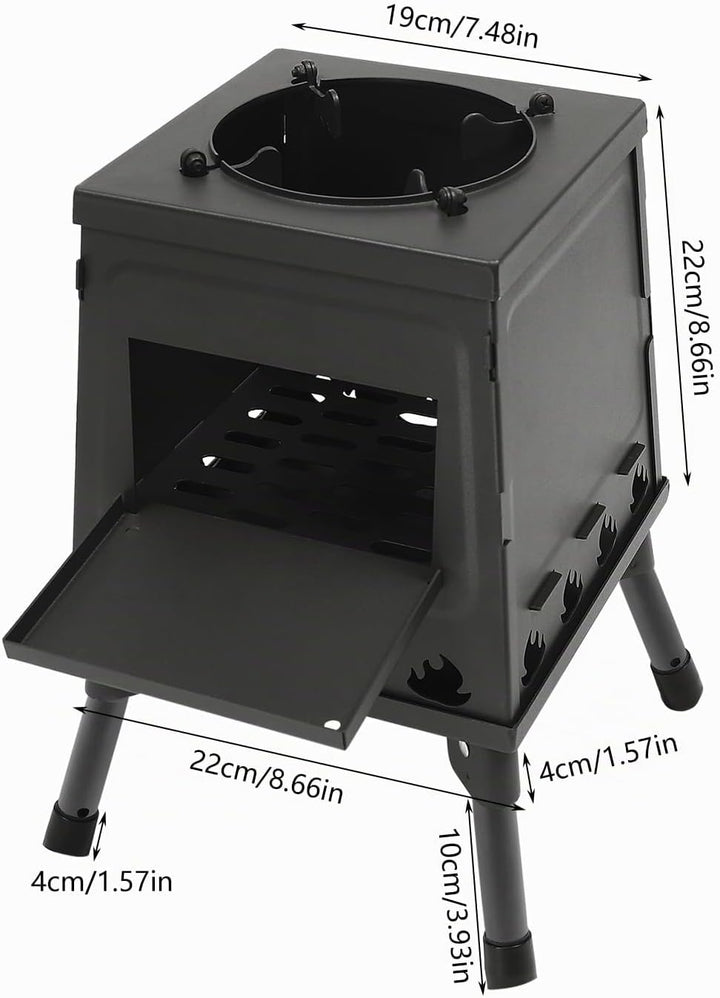 Zeltkocher, Tragbarer Holzofen für Camping, Holz Campingkocher Outdoor Holzofen zum Kochen und Heize