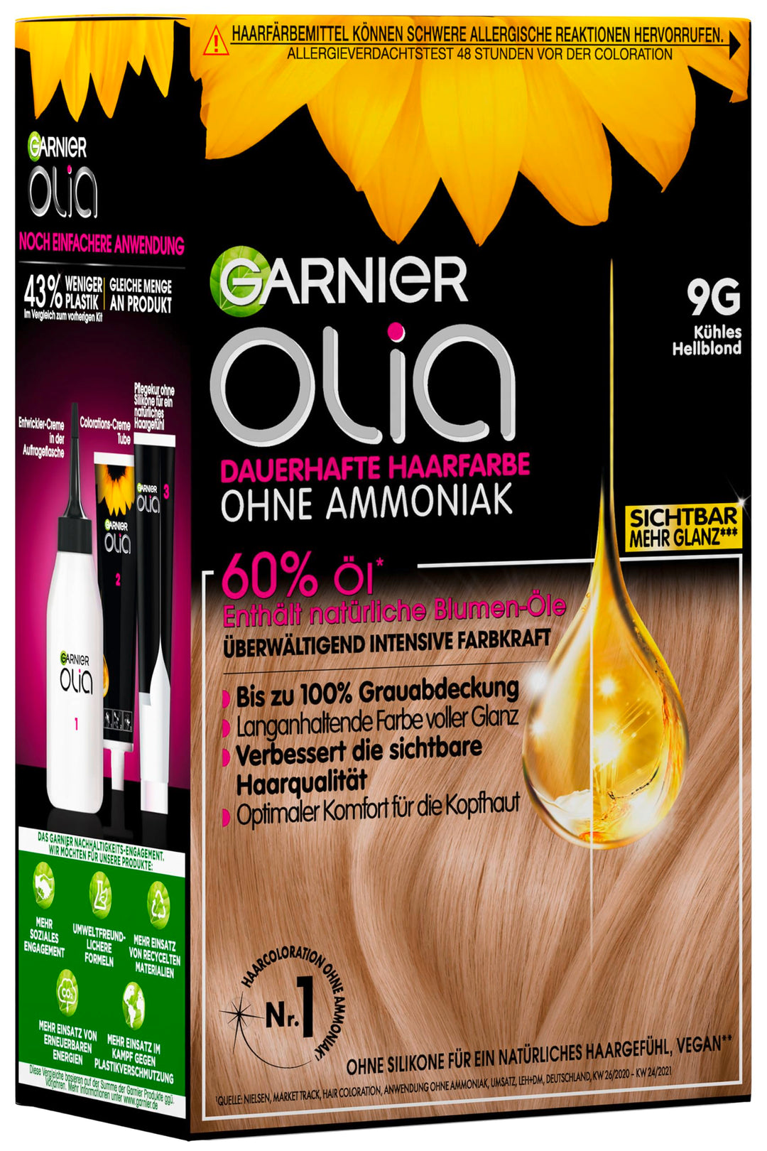 Garnier Olia Dauerhafte Haarfarbe ohne Ammoniak, Mit pflegenden und natürlichen Ölen, Vollständige G