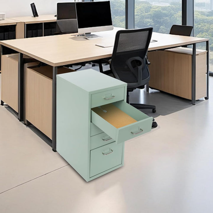 Schubladenschrank Rollcontainer mit 5 Schubladen, Aktenschrank Metall Büroschrank Rolladenschrank Sc