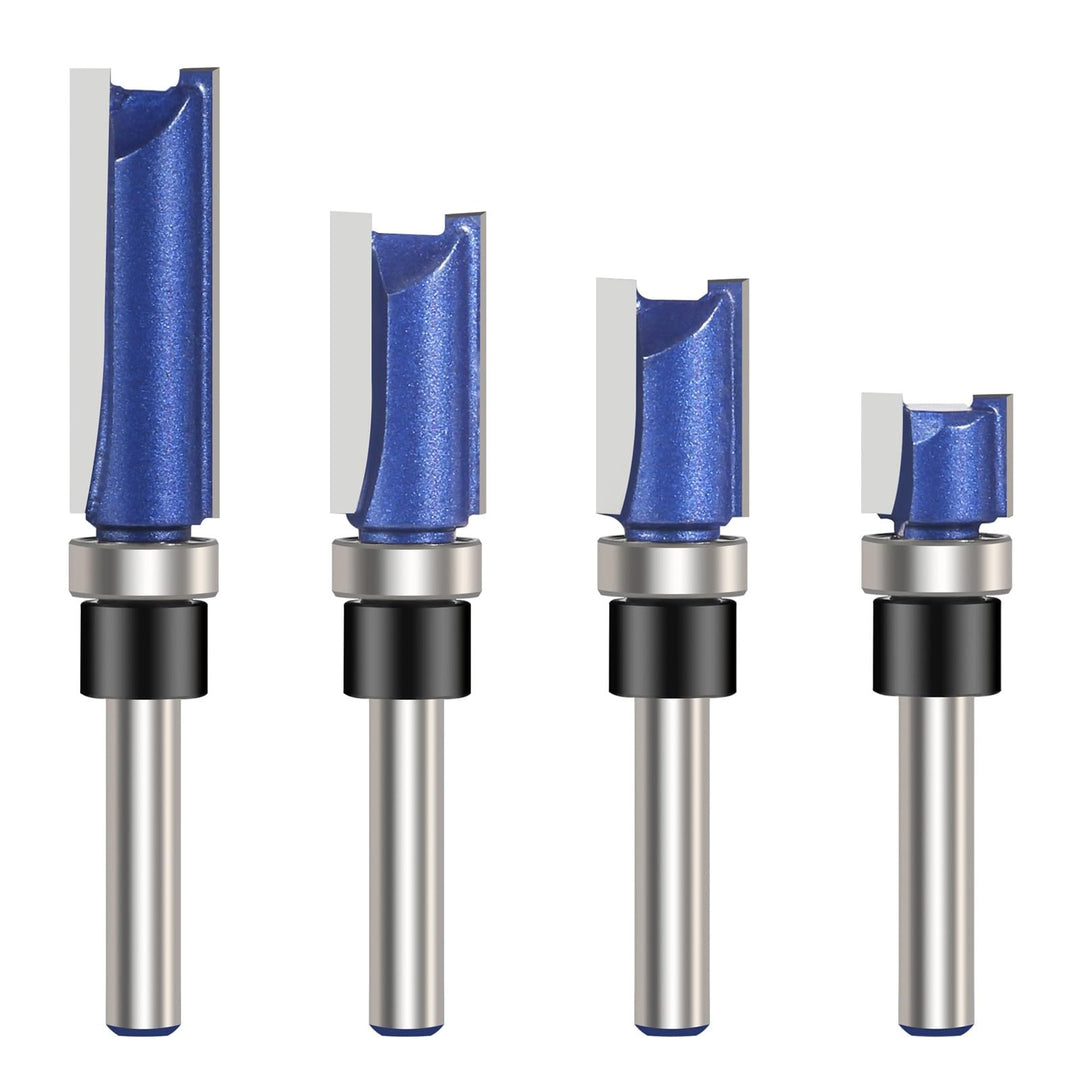4 Stück Bündigfräse Flush Trim Router Bit 6,35mm Schaft Holzbearbeitung Fräser Oberfräse Zubehör, Fr