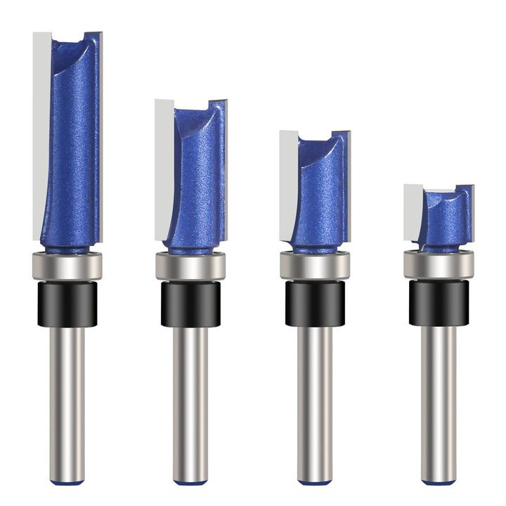 4 Stück Bündigfräse Flush Trim Router Bit 6,35mm Schaft Holzbearbeitung Fräser Oberfräse Zubehör, Fr