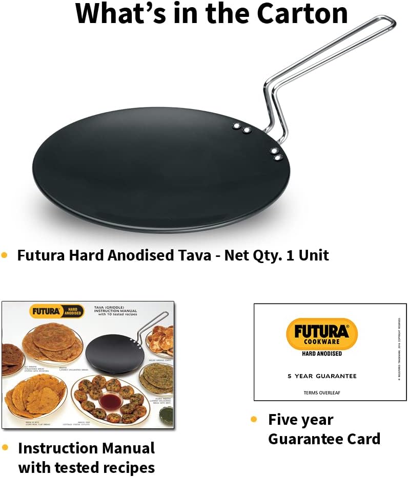 HAWKINS Futura Tava-Grillplatte, harteloxiert, 10 Zoll, 4,88 mit Stahlgriff, 26 cm, schwarz, 26 cm