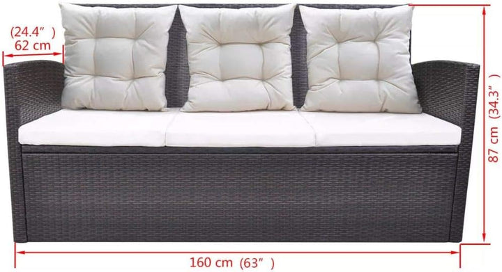 Tidyard 18-teilig Gartengarnitur Poly Rattan Sitzgruppe Gartengruppe Essgruppe mit Sitzpolster PE-Ra