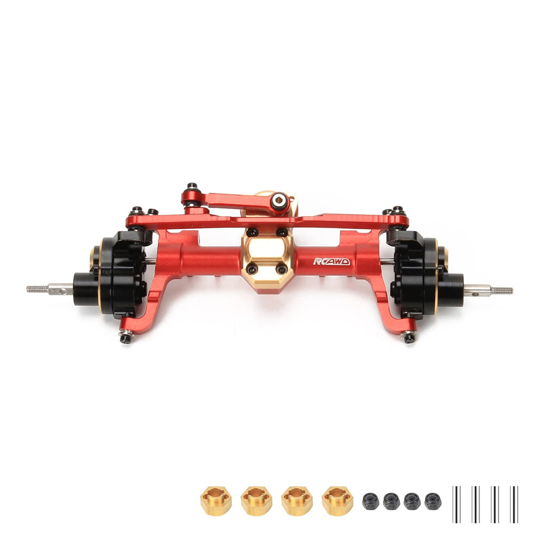 RCAWD Vorderachsengehäuse & Stahlgetriebe für Axial 1-24 SCX24 Crawlers Upgraded Teil (Rot), Rot