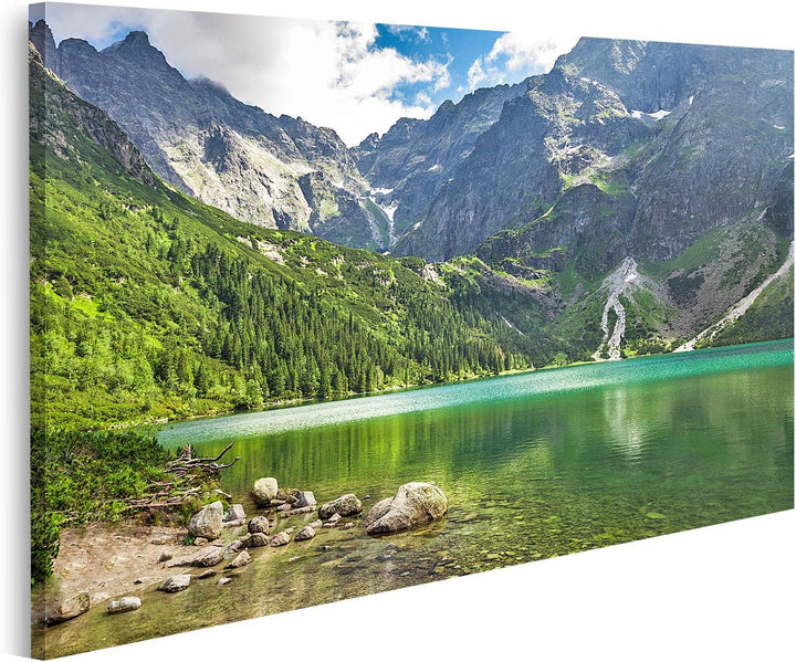 islandburner Bild auf Leinwand Kristallklarer Bergsee Rocky Mountains Sommer Bilder Wandbilder Poste