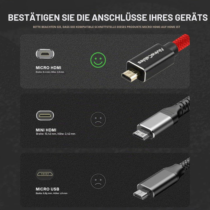 Alvin's Cables 8K 2.1 Micro HDMI auf HDMI Spiralkabel für Atomos Ninja V, 8K@60Hz 4K@60Hz High-Speed