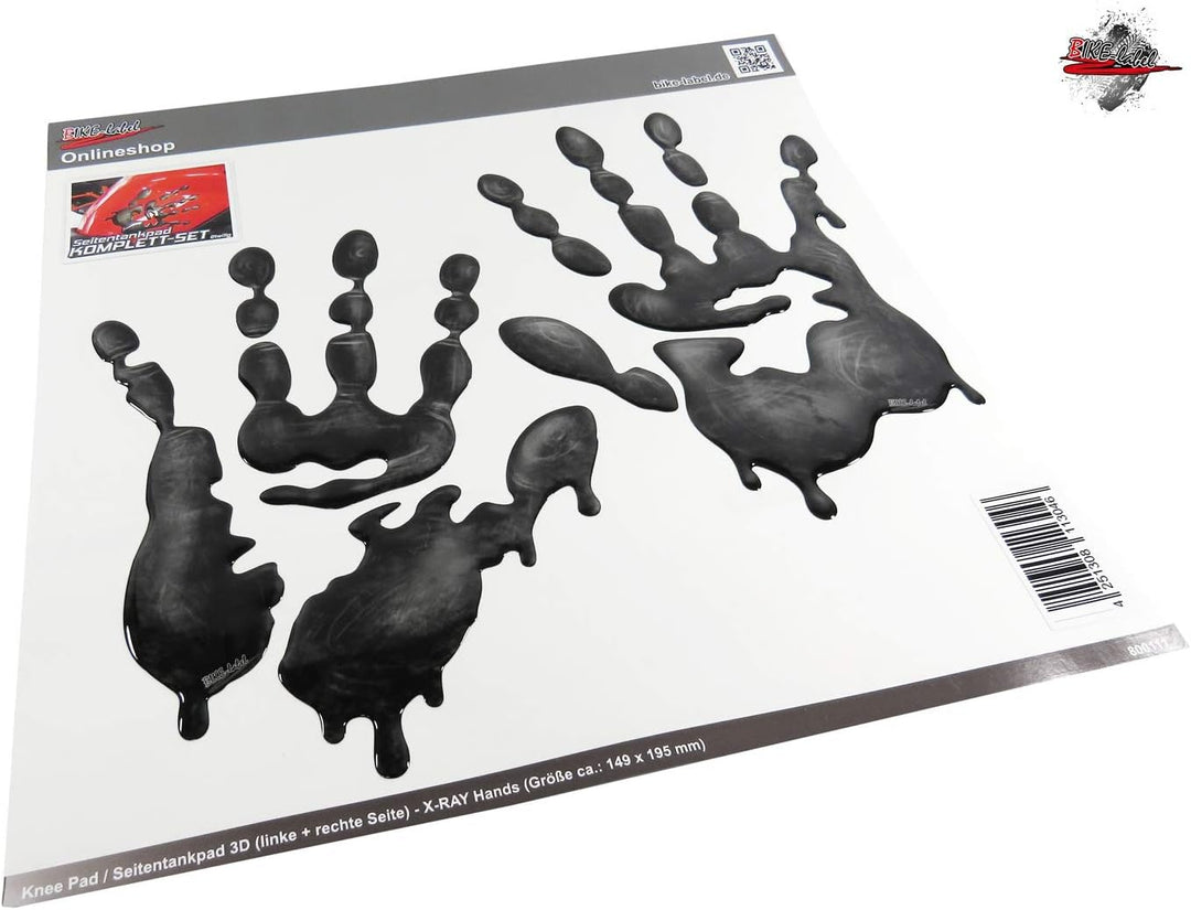 BIKE-label Tankpad Seitentank Motorrad Aufkleber Schwarze Hände Abdruck 800111