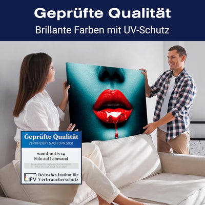 wandmotiv24 Leinwandbild 260 g/m² - Kunstdruck auf Leinwand - Wandkunst - Wandbild mit Frauen Lippen