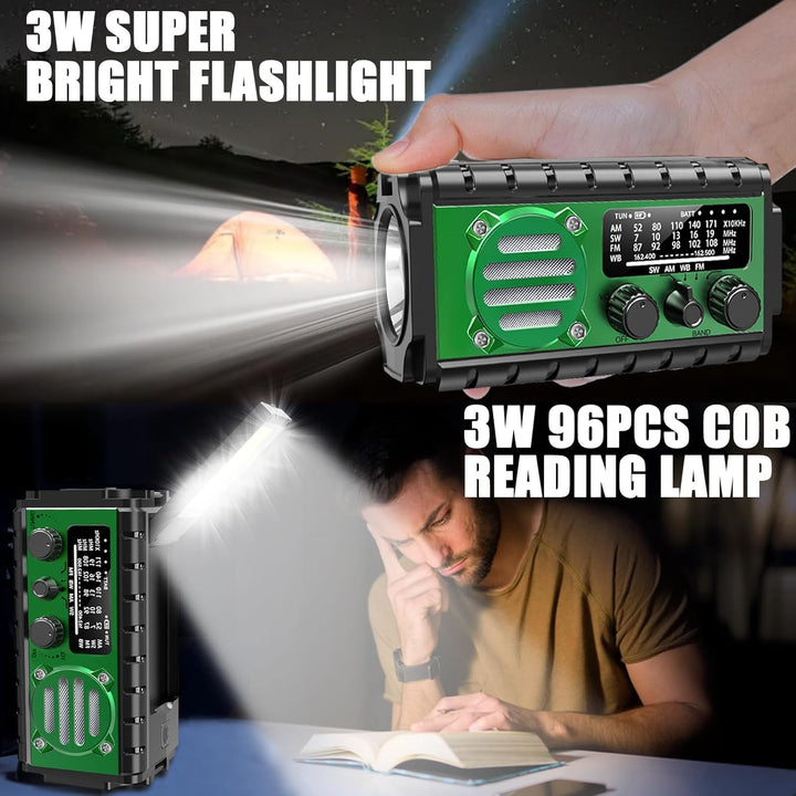 Tragbare Solar Radio 20000mAh, Notfall Radio mit Kurbel, Dynamo SW/AM/FM Notfallradio mit Wiederaufl