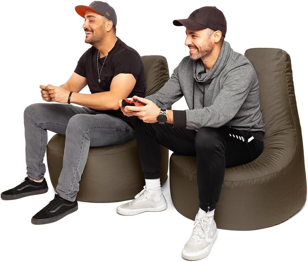 PATCH HOME Gamer Sessel Sitzsack inkl. Würfel Bean Bag Set Ø75cm, 30cm Sitzhöhe, 80cm Höhe + 35x35cm