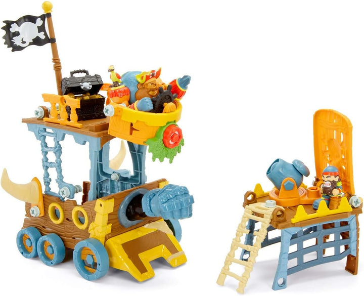 little tikes Kingdom Builders – Wreckin-Roller mit Bashers Leader Captain Cannonblast mit über 25 Ro