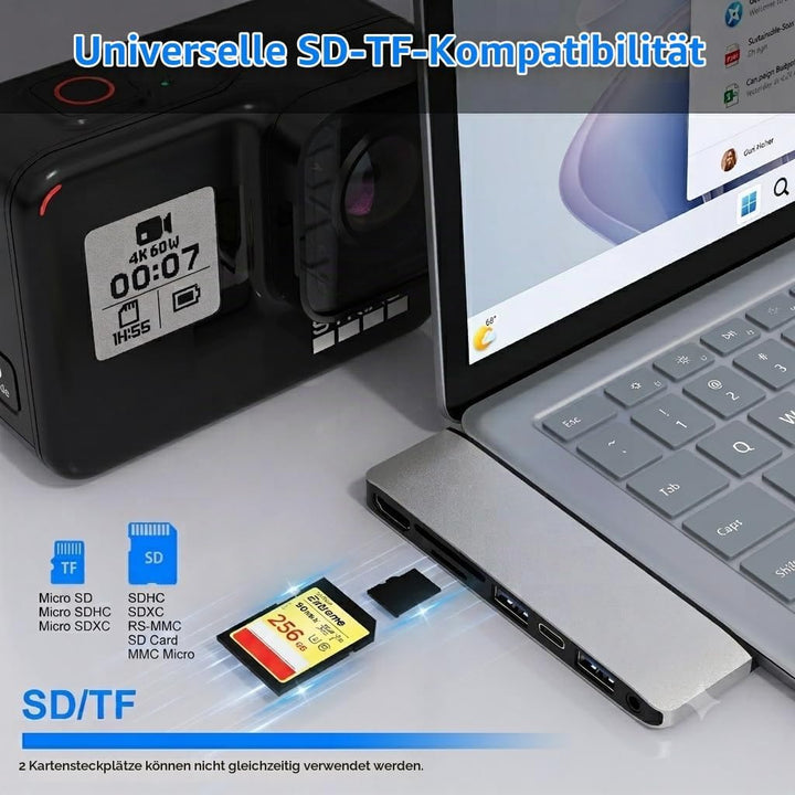 Surface Hub Dockingstation für Laptop mit 4K@30HZ HDMI +2*USB 3.0 +USB-C +SD/TF Kartensteckplatz +3,