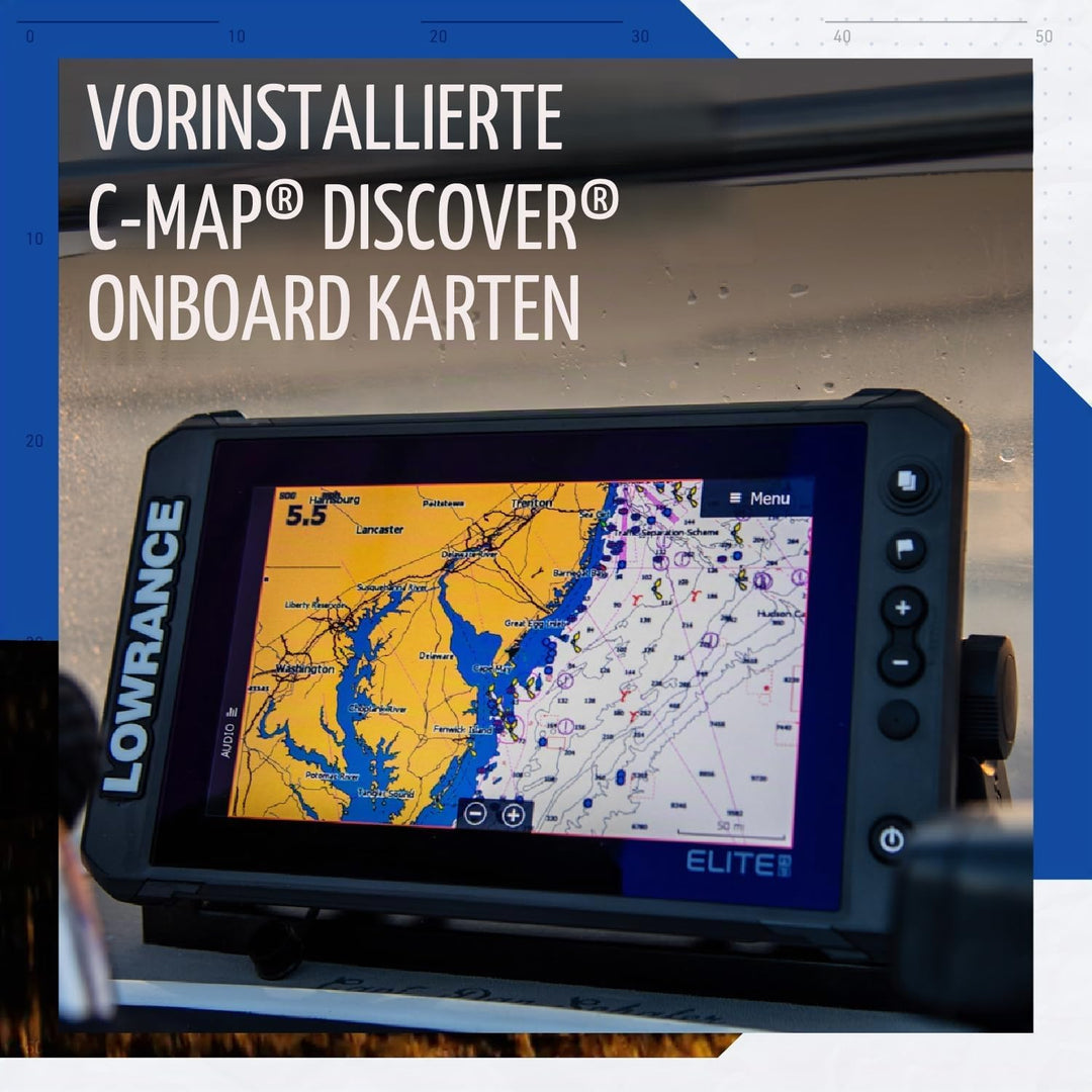 Lowrance Elite FS 9 Fischfinder mit 3-in-1 Active Imaging Wandler, vorgeladen, C-MAP Konturen+Grafik