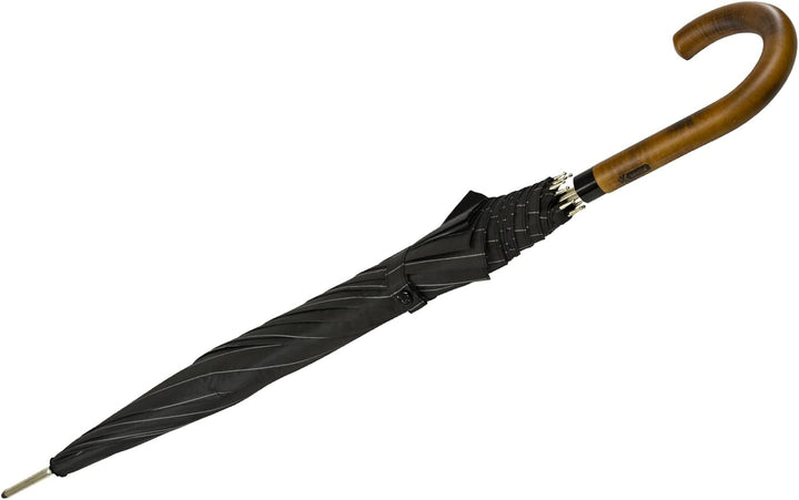 iX-brella Herren-Stockschirm Automatik mit Echtholz-Rundhakengriff - Nadelstreifen Pinestripe, Pines