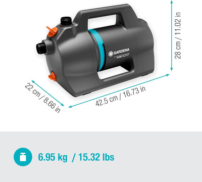 Gardena Gartenpumpe 4100 Silent Set: Sehr leise, Innovative Bewässerungspumpe mit 3,5 m Sauggarnitur