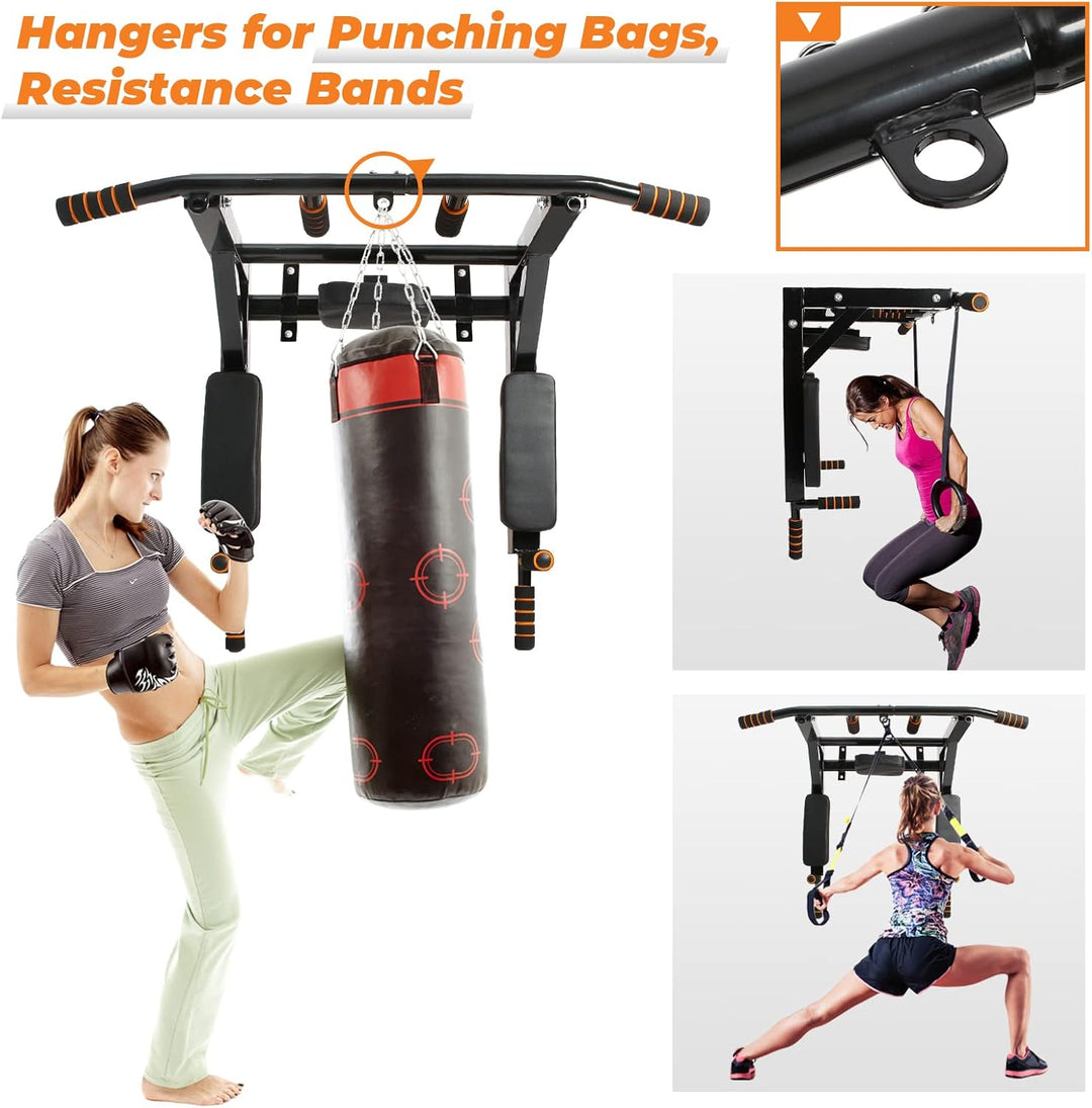 Leogreen Klimmzugstange Wandmontage, Pull Up Bar, Trainings Halterung mit Multifunktionen, 8 rutschf