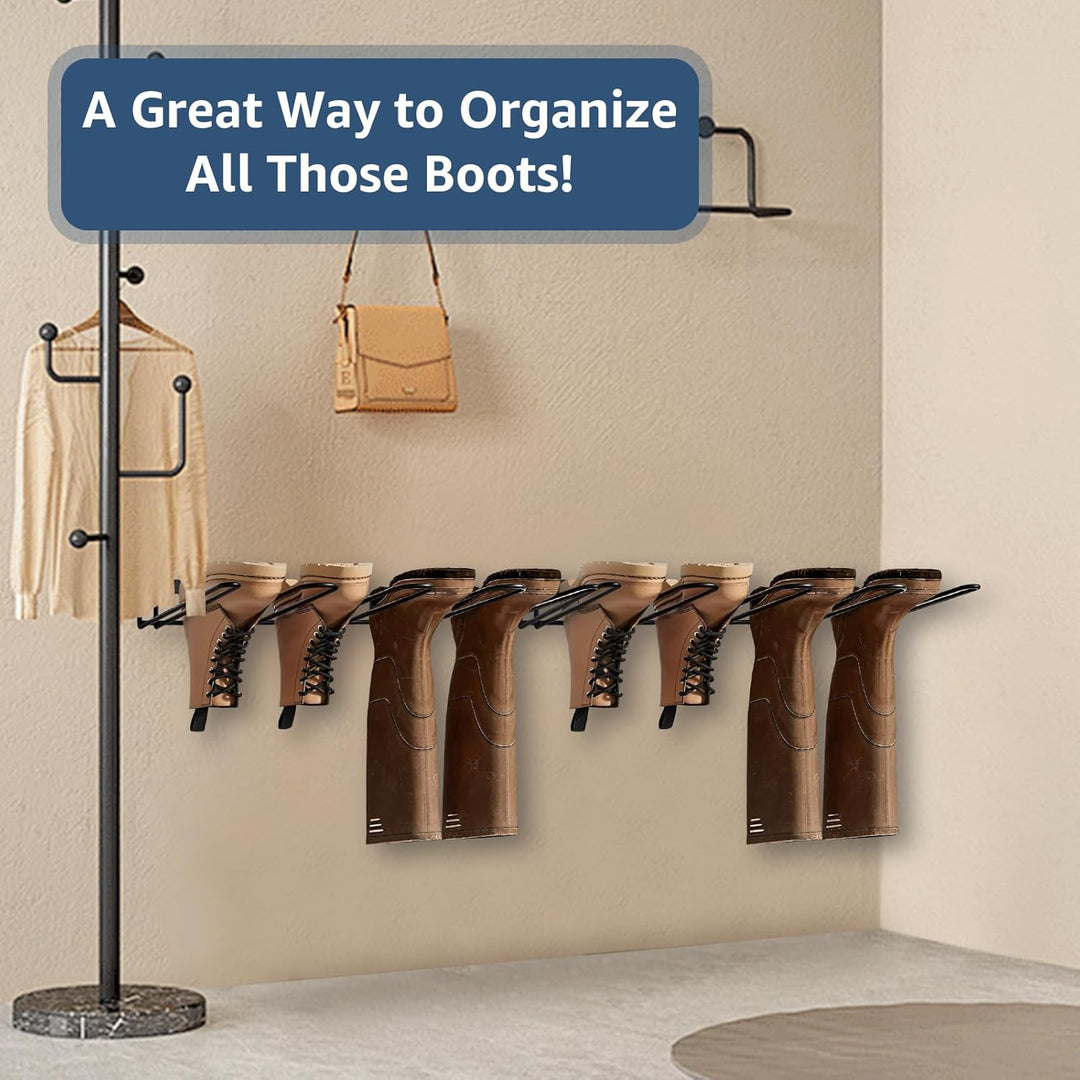 2 Stück Schuhregal Wand Metall Schwarz, Stiefelhalter für 4 Paar, Schuhregal Stiefel, Stiefel Aufbew