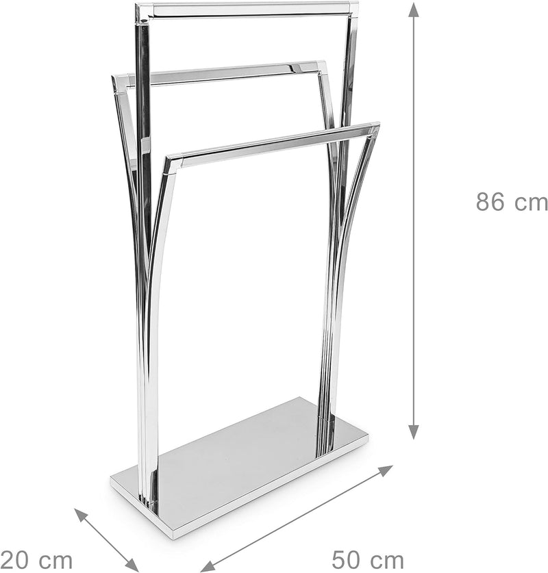 Relaxdays Handtuchständer geschwungen H x B x T: ca. 86 x 50 x 20 cm freistehender Handtuchhalter in