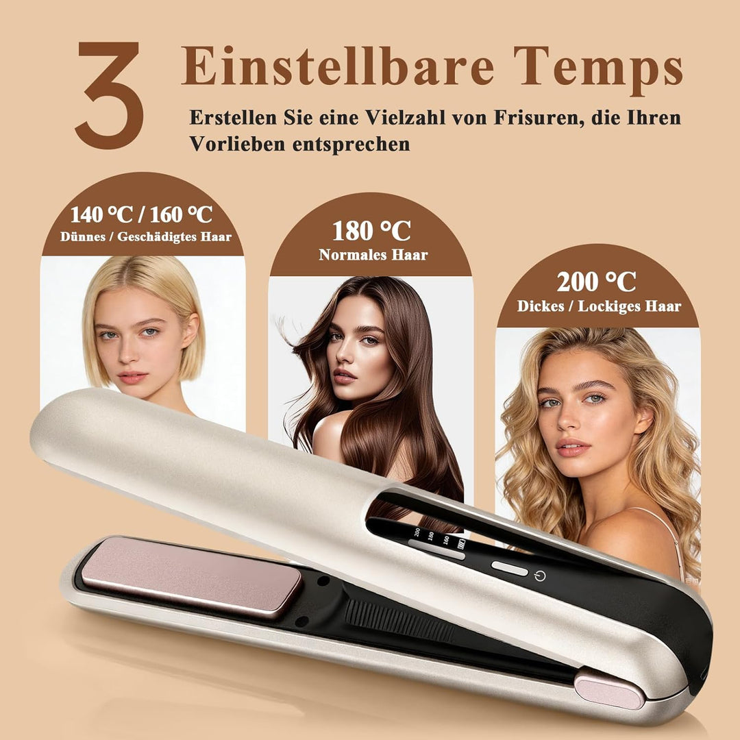 Glätteisen Mini Kabellos - 2 in 1 Glätteisen Locken und Glätten | Reise Hair Straightener | Keramik
