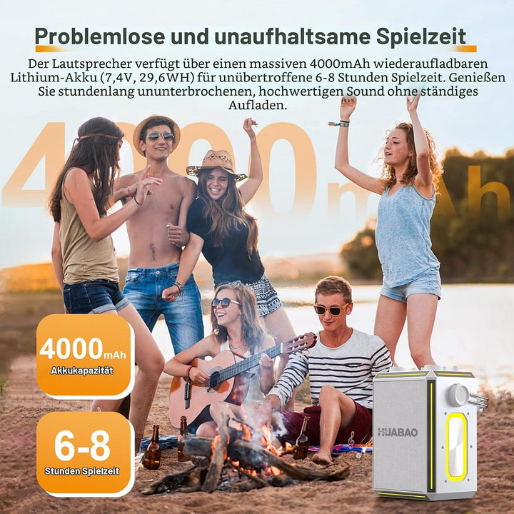 Tragbarer Bluetooth-Karaoke-Lautsprecher mit 2 kabellosen Mikrofonen, RGB-Beleuchtung, Höhen- und Ba