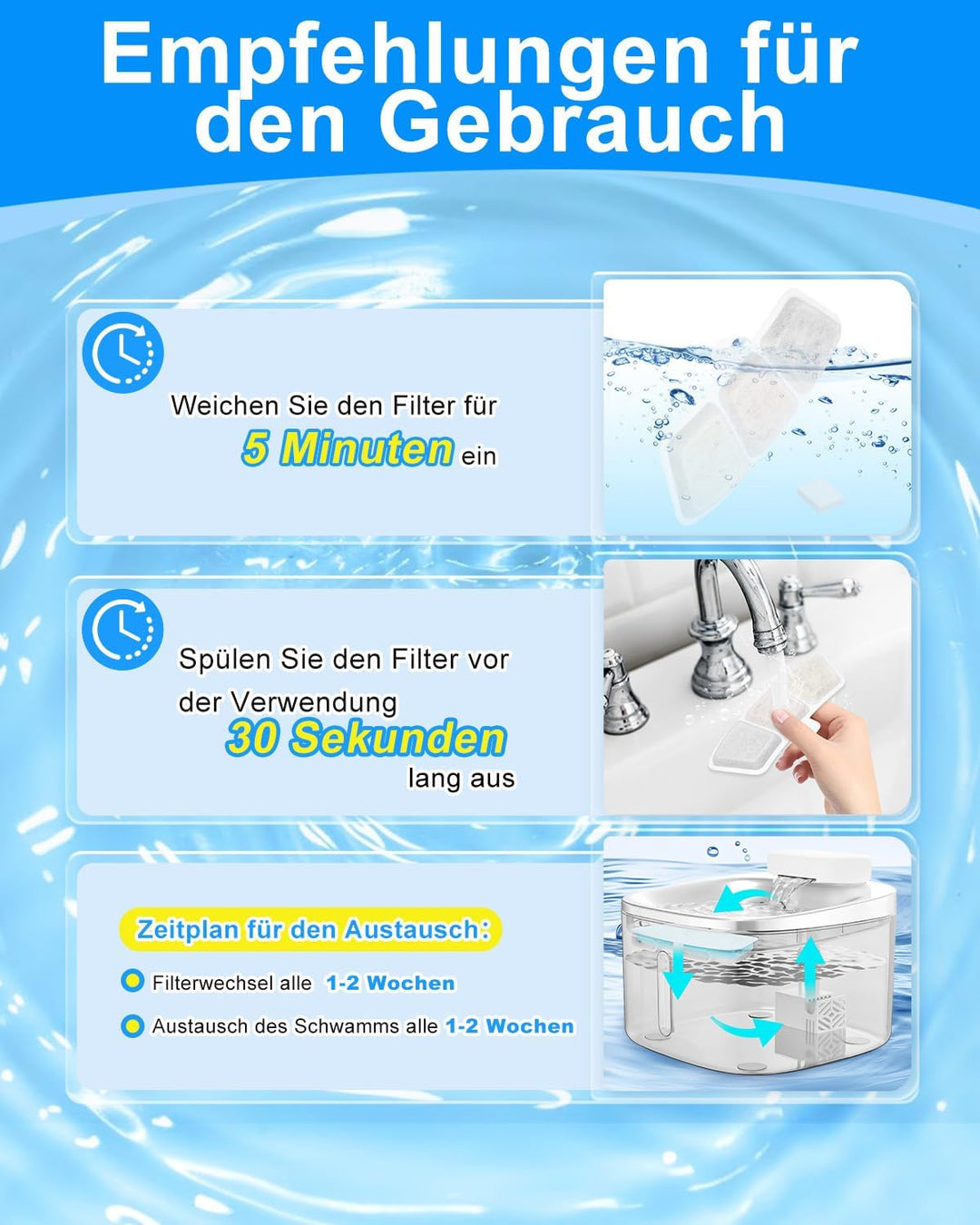Haliya 24 Pack Filters für Oneisall Trinkbrunnen für Katze, PW04 3.5L Katzenbrunnen Kabellos, Mehrsc