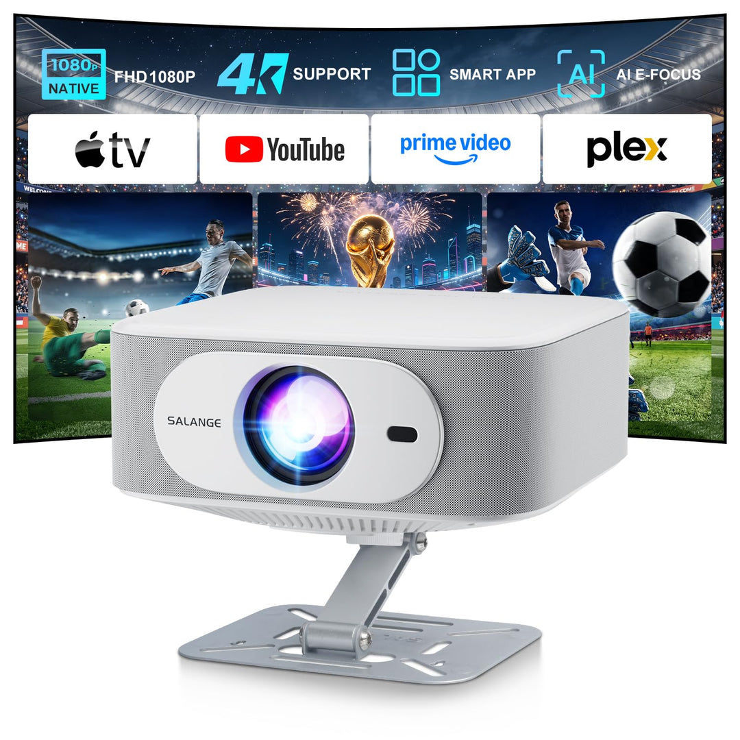 Salange Beamer Unterstützt 4K [Native 1080P |Integrierte App| Android 14], Smart Beamer mit WiFi6 un